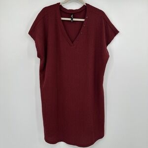 Torrid Sleep Nightgown Womens 2X Burgundy Waffle Knit V Neck Thermal Lounge